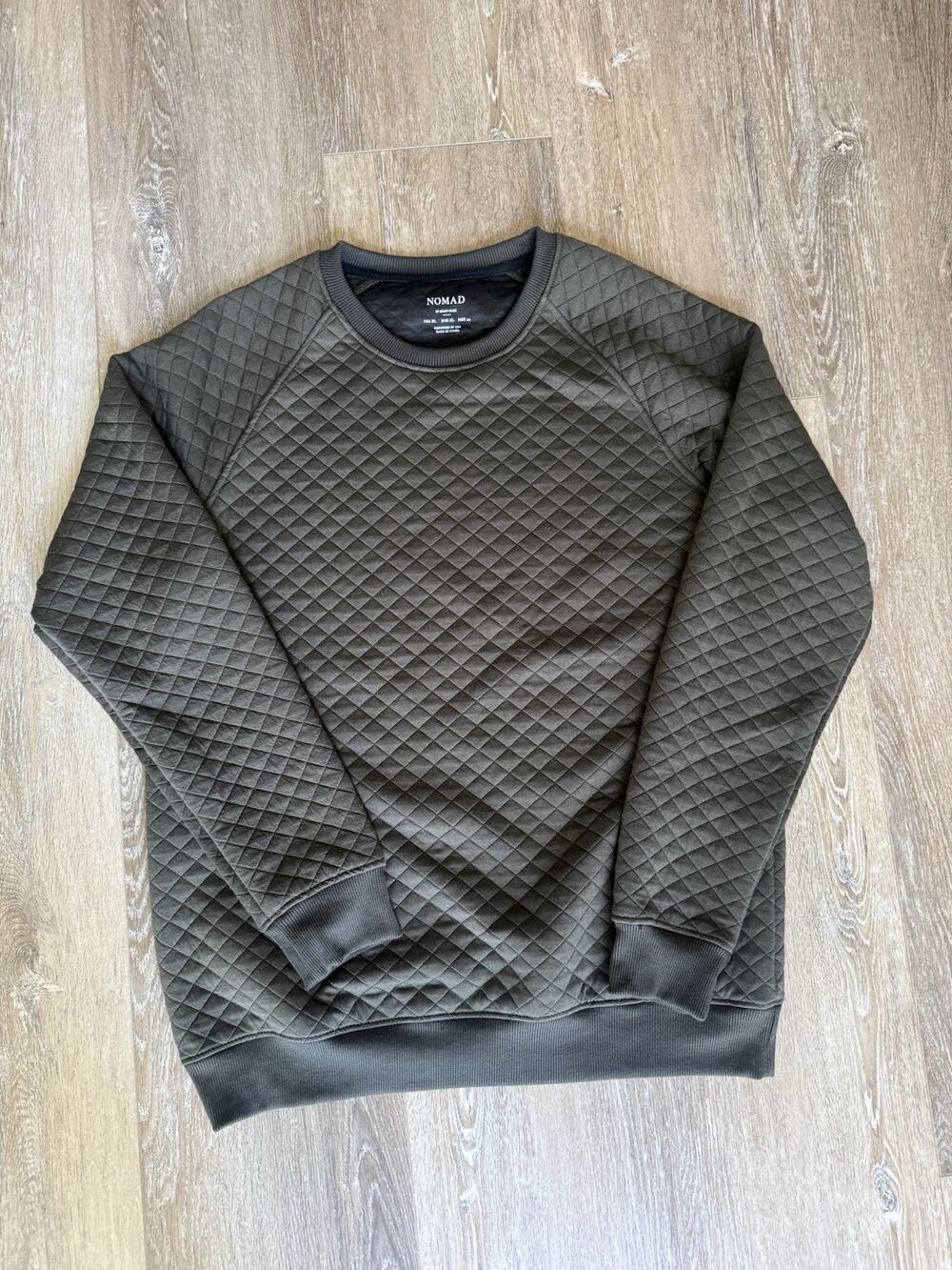 NOMAD Men's Gray Solid Quilted Knit Crewneck Pullover Sweatshirt XL